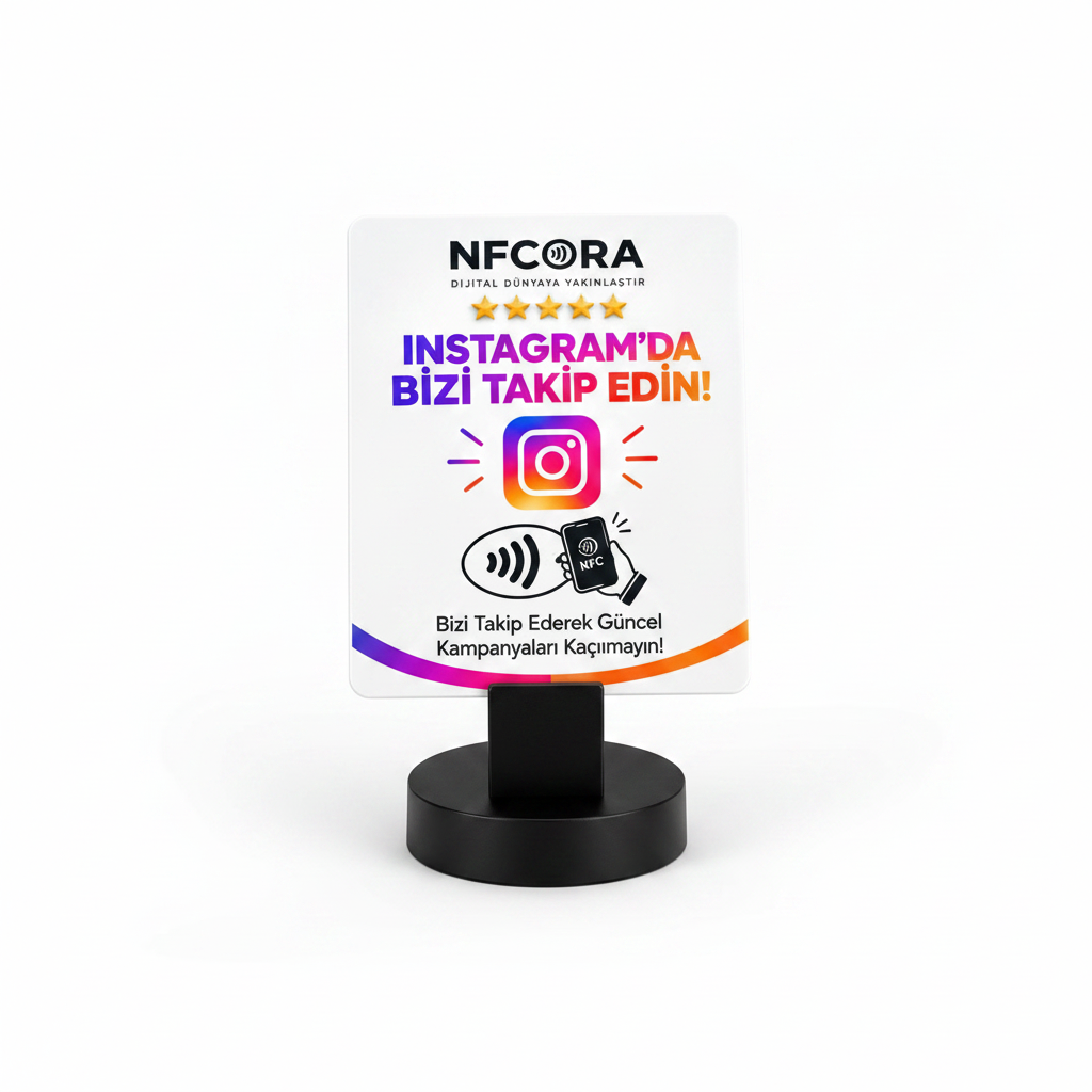 NFCORA NFC Instagram Kartı – Standlı 10x10 cm