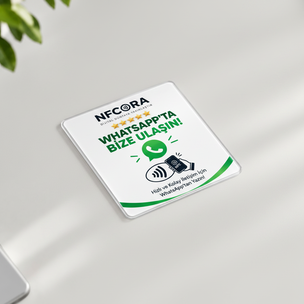 NFCORA NFC WhatsApp Kartı – Pleksi 10x10 cm